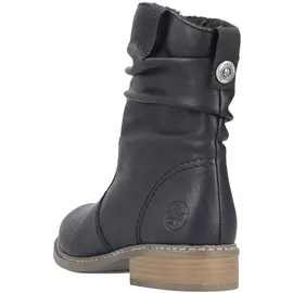 Rieker Winterboots RIEKER, Damen, Gr. 43 (8,5/9), schwarz, Lederimitat, unifarben, Schuhe Winterboots, Winterstiefelette, Blockabsatz, Warmfutter, geraffter slouchy Schaft