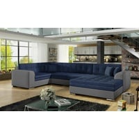 JVmoebel Ecksofa Design Ecksofa Schlafsofa Bettfunktion Couch Leder Textil Polster, Mit Bettfunktion blau|grau