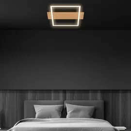 Briloner LED Deckenlampe Holz Deckenleuchte Wohnzimmer Schlafzimmer Warmweißes Licht
