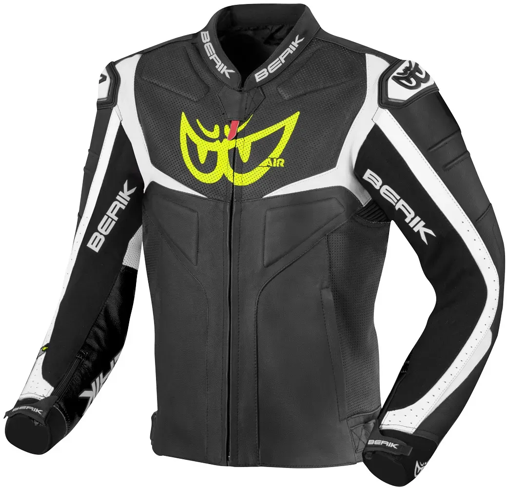 Berik Wild Chase Motorrad Lederjacke, schwarz-weiss, Größe 54 für Männer