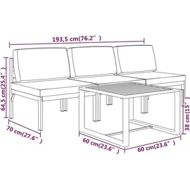 vidaXL Garten-Lounge-Set 4-tlg. grau