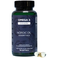 Omega 3 100 Kapseln 1220 mg | DHA & EPA Omega 3 Fettsäuren hohe Bioverfügbarkeit | hochdosiert natürliches Omega 3 Fischöl zur kognitiven & kardiovaskulären Unterstützung | Nordic Oil