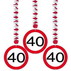 40. Geburtstag Verkehrsschild Party Deko Set rot weiß Mann Frau Partyset