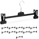 Relaxdays 12er Set Hosenbügel Kunststoff Schwarz,Silber