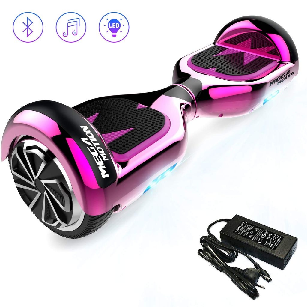 Mega Motion Hoverboard Chrom Rosa Selbstausgleichender Elektroroller 6,5" - 2018 Elektro Scooter E-Skateboard - Scooter - UL en 2272 LED - Räder m...