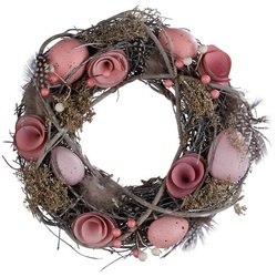 Gehlmann Osterkranz Naturkranz, Naturkranz mit Dekoration grau|rosa