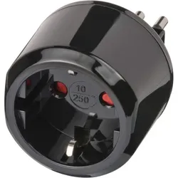 Reisestecker für Italien Steckdose und Euro Stecker, schwarz