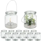 Relaxdays Windlicht 12er Set Glas Silber/Transparent