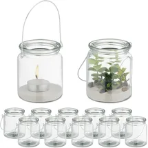 Relaxdays Windlicht 12er Set Glas Silber/Transparent