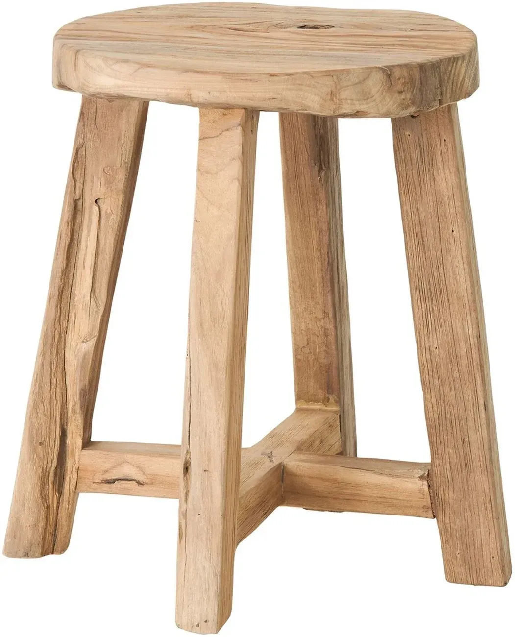 Hocker Gio aus recyceltem Teakholz, skandinavisch, rund, natur, für dein Zuhause