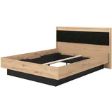 INOSIGN Bettgestell INOSIGN "Ascalon, gepolstertes Kopfteil, bezogen mit weichem Cordstoff", braun (artisan eiche, schwarz), B:194cm H:115,5cm L:208,5cm, 92%PES, 8%NY, Betten, Bettgestell, Liegeflächen 160 oder 180x200 cm, FSC -zertifizierter Holzwerkstoff