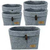 Wenko Filz-Korb Feli, 5er Set 30 x 19 x 18 cm grau