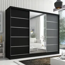 a&j möbelland gmbh Schiebetürenschrank AURELIA 1 200 x 215 x 59,5 cm Schwarz/Grau