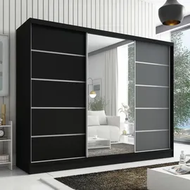 a&j möbelland gmbh Schiebetürenschrank AURELIA 1 200 x 215 x 59,5 cm Schwarz/Grau