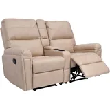 MCW 2er Kinosessel MCW-K17, Relaxsessel Fernsehsessel Sofa, Nosagfederung Getränkehalter Fach ~ Stoff/Textil beige