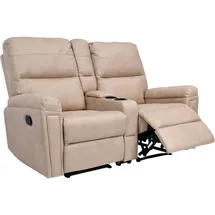 MCW 2er Kinosessel MCW-K17, Relaxsessel Fernsehsessel Sofa, Nosagfederung Getränkehalter Fach ~ Stoff/Textil beige