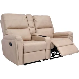 MCW 2er Kinosessel MCW-K17, Relaxsessel Fernsehsessel Sofa, Nosagfederung Getränkehalter Fach ~ Stoff/Textil beige