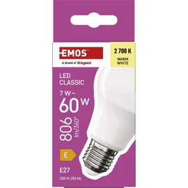 EMOS Classic A60, E27, 7 W (60 W), 806 lm, Warmweiß