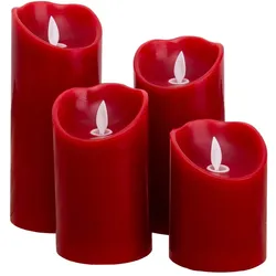 Kunstkerzen Kerzen Weihnachtsdeko LED rot Timer Batterie Adventskerzen 4er Set