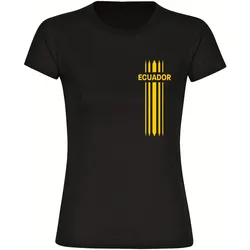 multifanshop Damen T-Shirt - Ecuador - Streifen - Druck gelb - Frauen