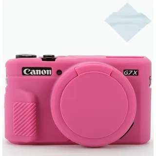 G7X Mark II Hülle G7X Mark III Case G7X Kamera Silikon Tasche Ultra Dünn Leichtes Gummi Weiche Silikon Tasche Cover für Canon PowerShot G7X G7X Mark II G7X Mark III, Rosered