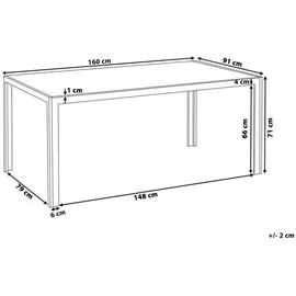 Beliani Gartentisch Beige und Weiß Aluminium mit Glasplatte Hartglas 160 x 90 cm Rechteckig Modern Outdoor Terrasse Ausstattung