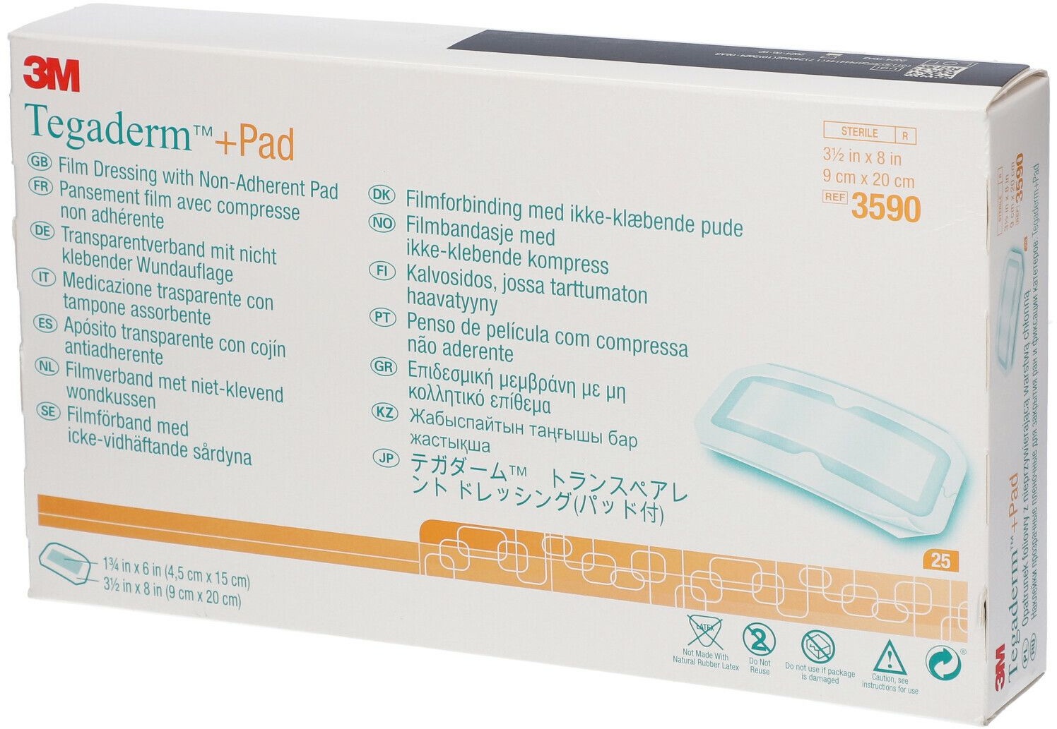 3MTM TegadermTM + Pad Transparentverband mit nicht klebender Wundauflage 9 x 20 cm