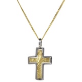 HOPLO Kreuzanhänger Anhänger Kreuz mit massiver Goldkette 1,1 mm 333-8 Karat Gold, Made in Germany 50 cm