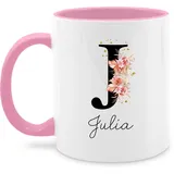 Tasse Tassen 325ml - Anfangsbuchstabe Name - Buchstabe - 325 ml - Rosa - personalisierte selbst bedrucken einschulung häferl tasse+mit+namen namens geschenke kaffeehäferl bedruckt initial