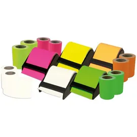 M-Wave Haftnotiz Rolle Dispenser - 15 tlg. 60 mm x 10 m neon sortiert.
