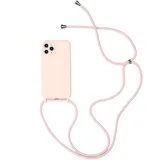 Sitthyw Handykette Hülle iPhone X Silikon mit Band(Abnehmbar) iPhone XS Handy Kette Cover Stoßfest Abdeckung mit Kordel zum Umhängen Lanyard Case Schutzhülle mit Schnur für iPhone XS/X, Hellrosa