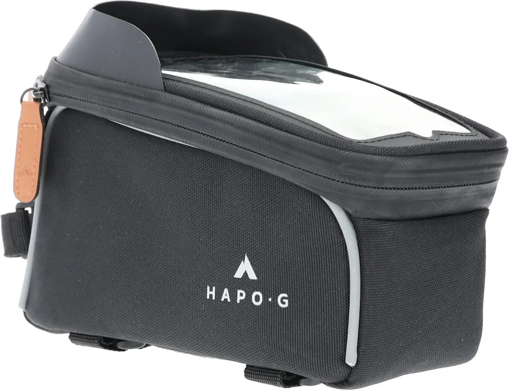 Rahmentasche Fahrrad 1,6L Schwarz - Smartphone-Halter mit Sonnenschutz - HAPO-G schwarz 1,6 L