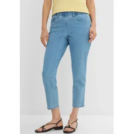 bonprix Straight-Jeans BONPRIX, Damen, Gr. 46, N-Gr, weiß, hellblau denim, Denim/Jeans, Obermaterial: 82% Baumwolle, 17% Polyester, 1% Elasthan, regular fit, Jeans Straight-Jeans, gerades Bein, mit erhöhtem Gummibund, in Stretch-Qualität