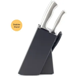 Hanseküche Messerblock Schwarz – Messerset mit Messerhalter aus Holz und Schärfer Groß Block Messer Set