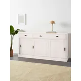 Home Affaire Sideboard »Schröder«, Kommode, 3 Schiebetüren, 3 Schubkasten, aus massivem Kiefernholz, weiß