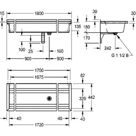 KWC Waschrinne 180 x 21 x 44 cm 2030043788