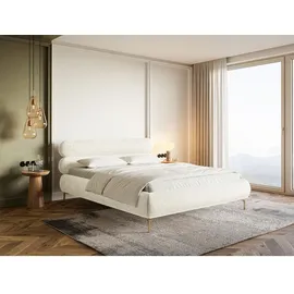 Selsey Polsterbett Mit Bettkasten, Cremeweiß mit goldenen Metallfüßen, 140 cm