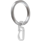 GARESA Gardinenring »Ring mit Haken«, (20 St.), für Durchmesser bis 20mm, Aluminium, einfache Montage, silberfarben