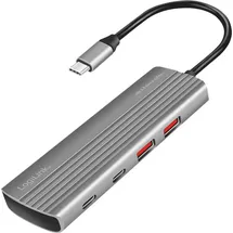 Logilink UA0414 7 Port USB 3.2 Gen 2-Hub mit Aluminiumgehäuse, mit Schnellladeport Spacegrau