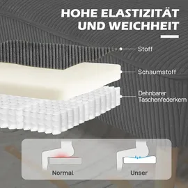 Homcom 2 Sitzer Sofa, Gepolsterte Couch, mit Kordoptik, Holzbeine für Wohnzimmer, | Gr.: onesize
