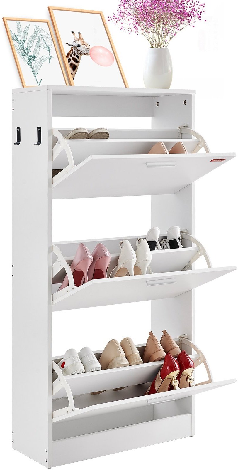 VEVOR Schuhschrank mit 3 ausklappbaren Schubladen, Schuhaufbewahrungsschrank für den Eingangsbereich