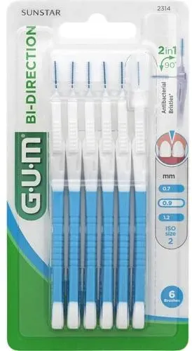 GUM BI-DIRECTION Interdentalb.0,9 mm blau 6 St.