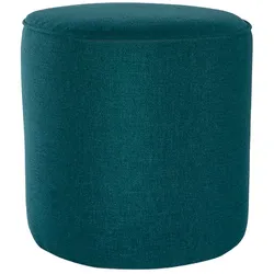 Hocker aus pfauenblauem Stoff D 40 cm COQ