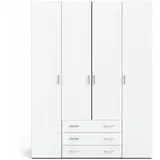 VCM Spell Kleiderschrank 4 Türen und 3 Schubladen. Weiss.
