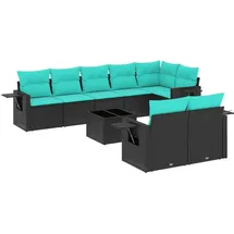 vidaXL Gartensofa-Set mit Kissen, schwarzes Polyrattan