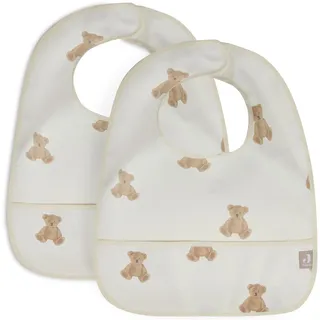 Jollein 029-864-66095 Lätzchen wasserdicht 2er Set Teddybär weiß