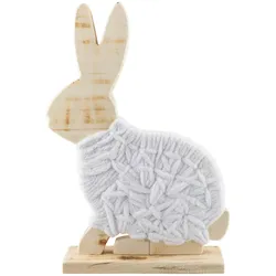 VEPATIM Hase mit Wolle aus Holz Osterdeko 33 cm