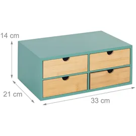 Relaxdays Schreibtisch Organizer 33x14x21 cm Mint/Natur 4 St.