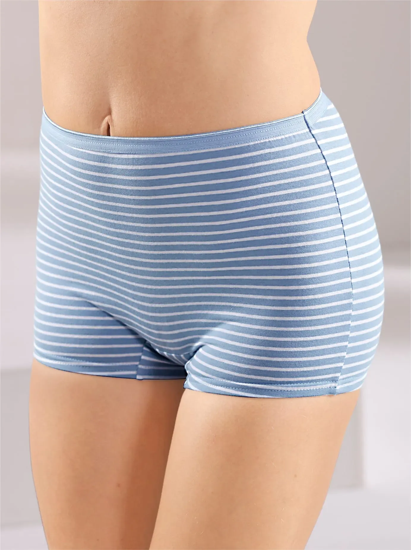 Panty WÄSCHEPUR Gr. 44, blau (2x bleu, geringelt, 2x bleu) Damen Unterhosen