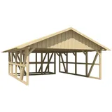 SKANHOLZ Doppelcarport Schwarzwald 6,84 x 7,72 m beige inkl. Abstellraum